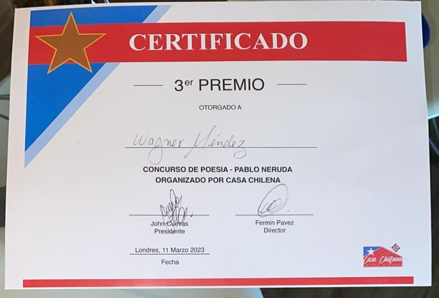 Ingeniero Wagner Méndez&nbsp; gana premio en concurso literario en&nbsp;Londres